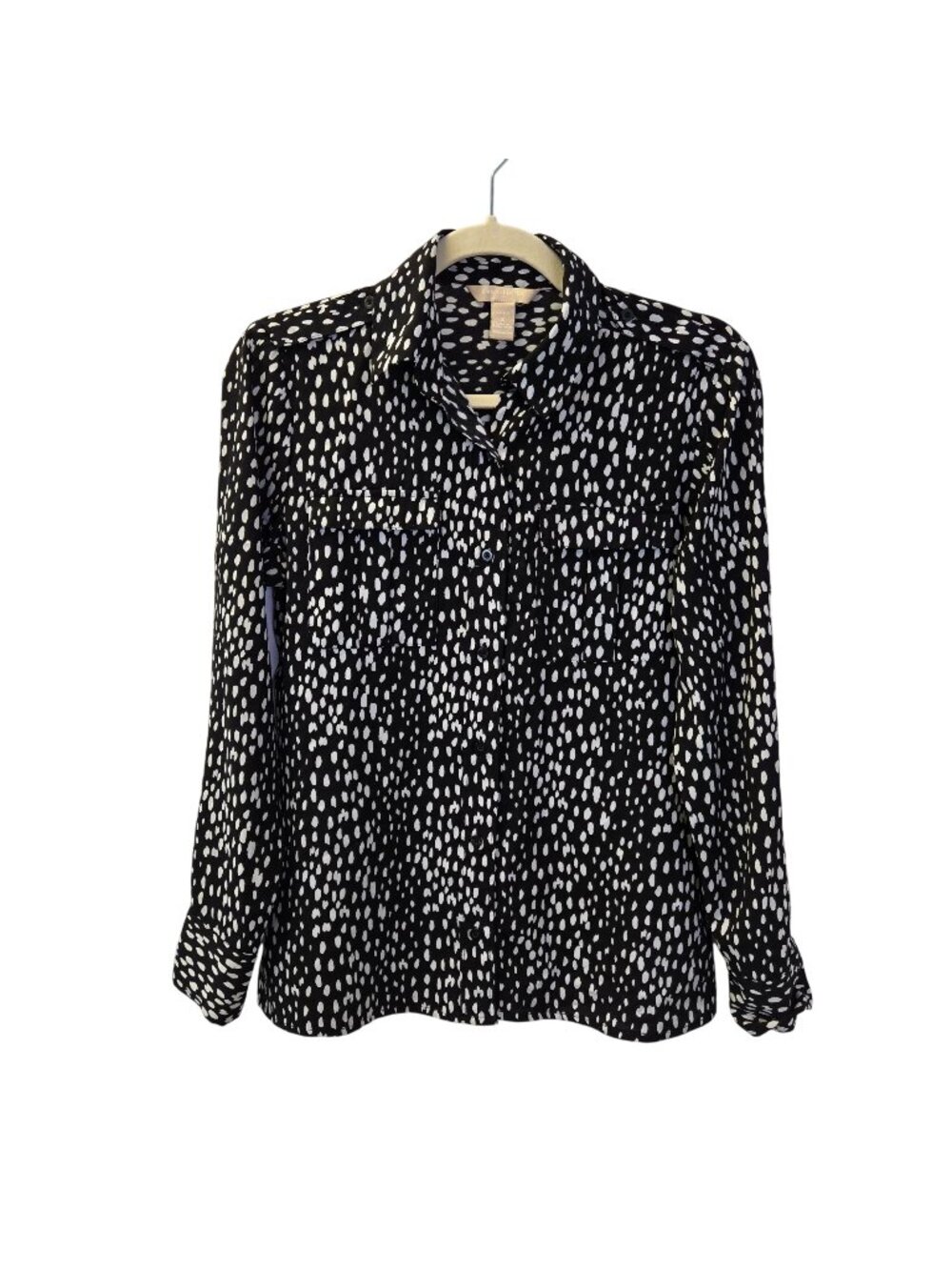 Banana Republic Factory Polka Dot Print Button Down Blouse Size Small Petite